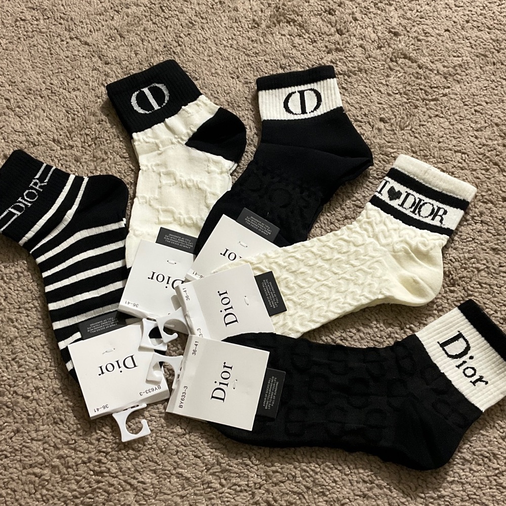 Dior  Black and Cream Casual Socks Collection